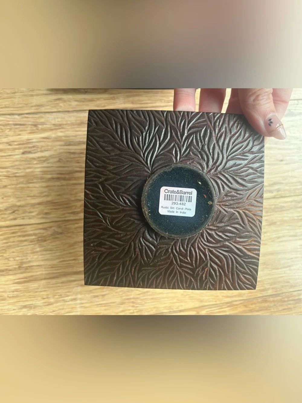 Crate&Barrel Copper-Brown Kolbe Candle Plate 4.75in x 4.75in Set of 3